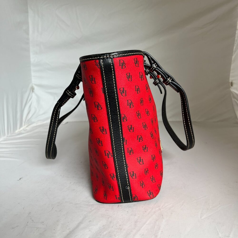 Dooney & Bourke Gretta Red Black Small Leisure Shopper Tote - Picture 3 of 15